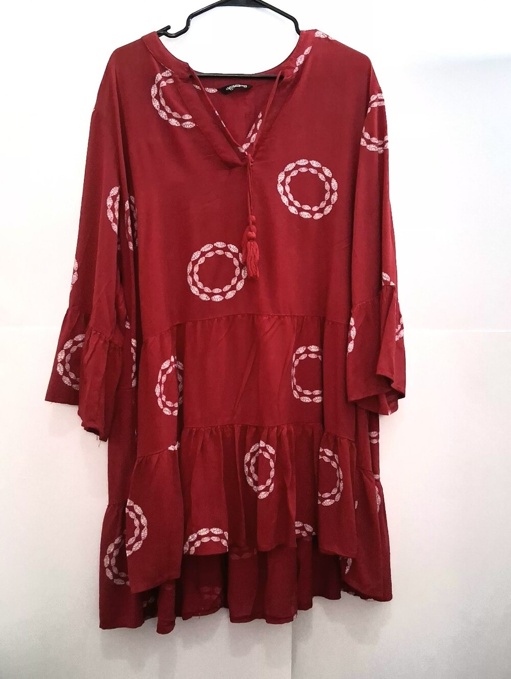 Bohemian Red Dress with Tassel Tie Fit 2X